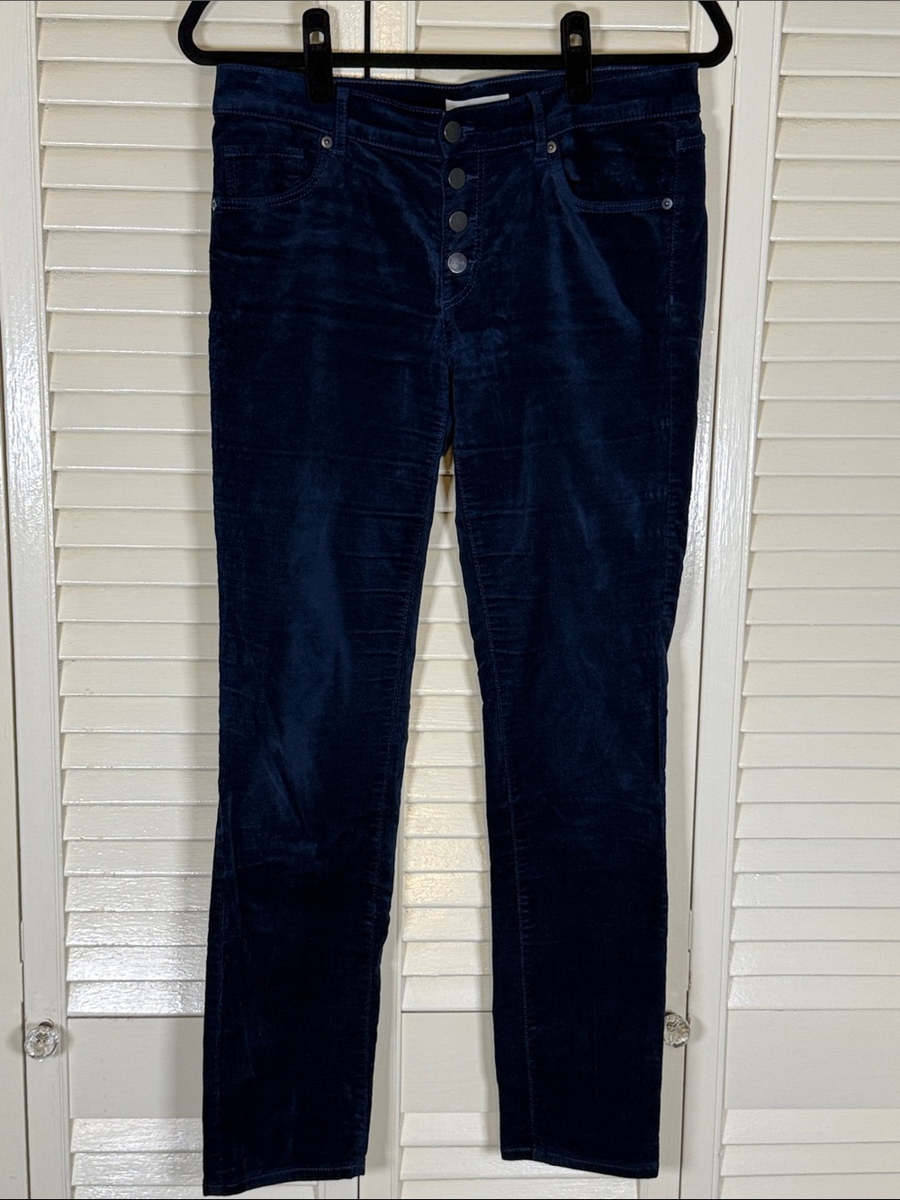 LOFT Navy Blue Velveteen Skinny Pants Exposed Button Fly Women's Size 4